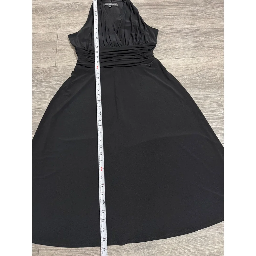 Jones Wear Babydoll Dress Size 8 Black Halter Midi Ruched Waist Marilyn Monroee